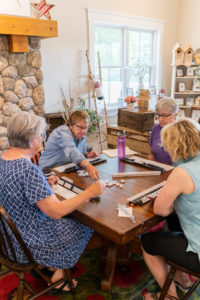 Women playing mah jong