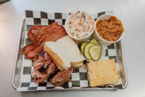 A serving of traditional Southern barbecue at Bootleg BBQ