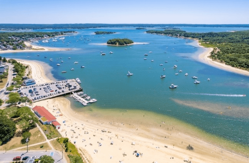 A drone view of Onset Bay