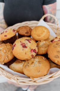 A basket of muffins