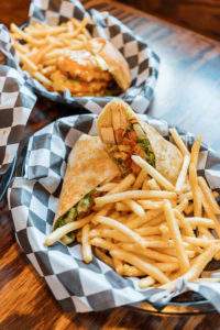 Chicken Caesar Wrap with fries