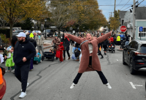 Jumping for joy at the holiday stroll
