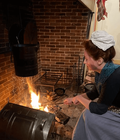 Cooking by the hearth at the Lafayette-Durfee House