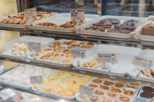 The pastry case at Europa Pastries in Fall RIver