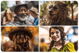 People dressed as characters in Wizard of Oz