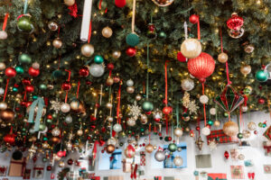The decorated ceiling at The Hideaway