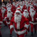 Many Santas running