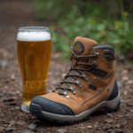a hiking boot and a pint of beer