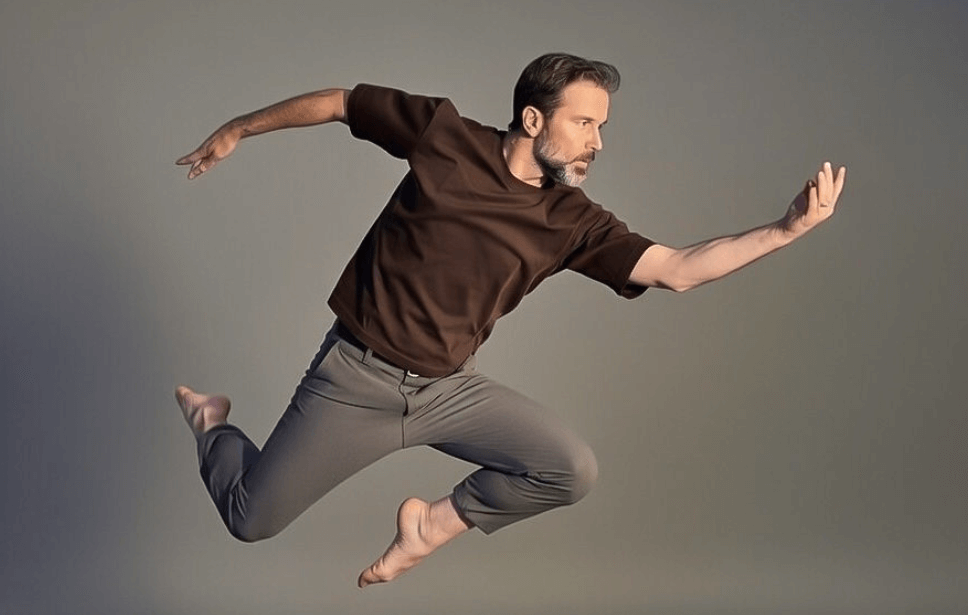 Steven Vaughn leaping through the air