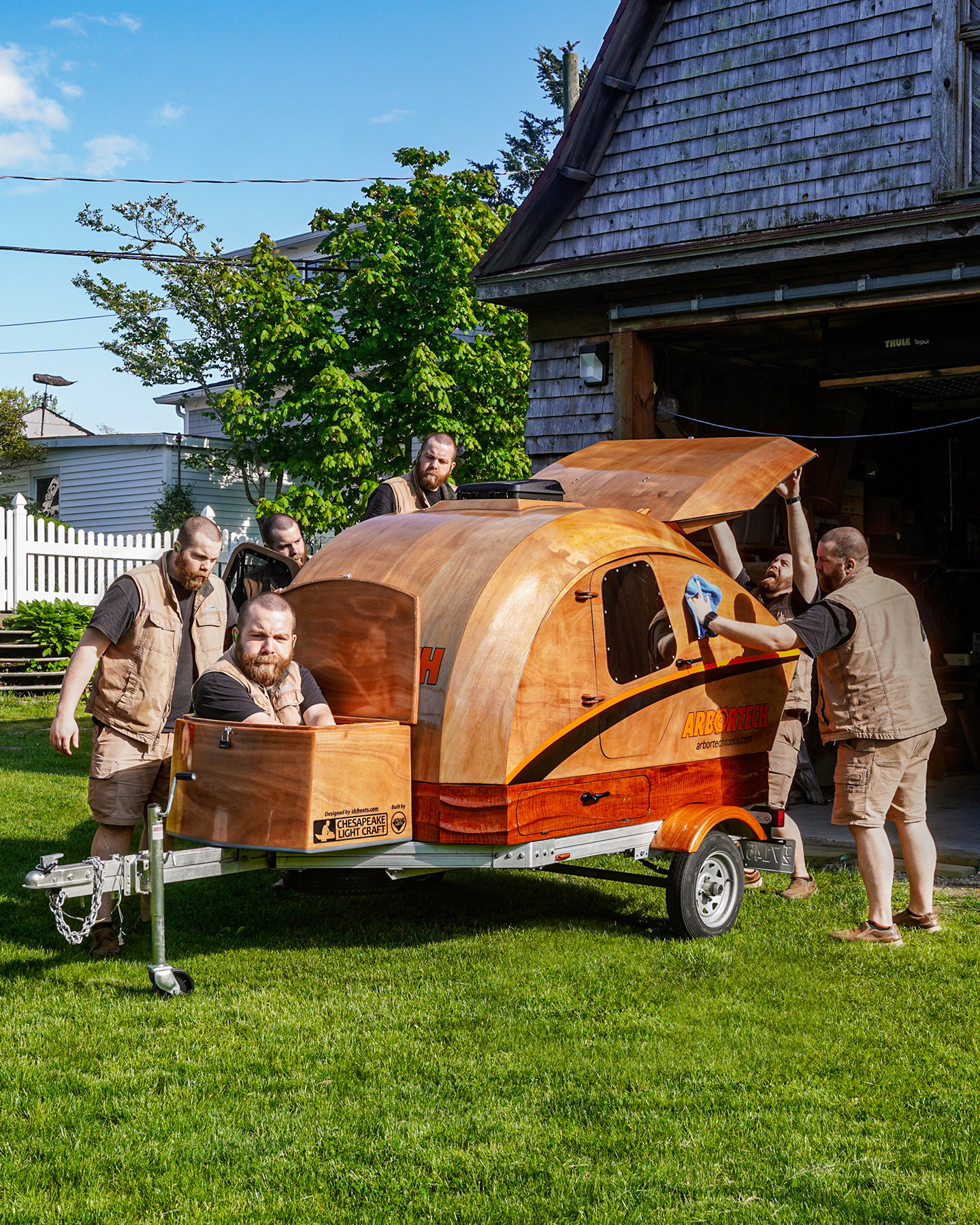 Paul Jackman photoshopped into the tear drop trailer he built.