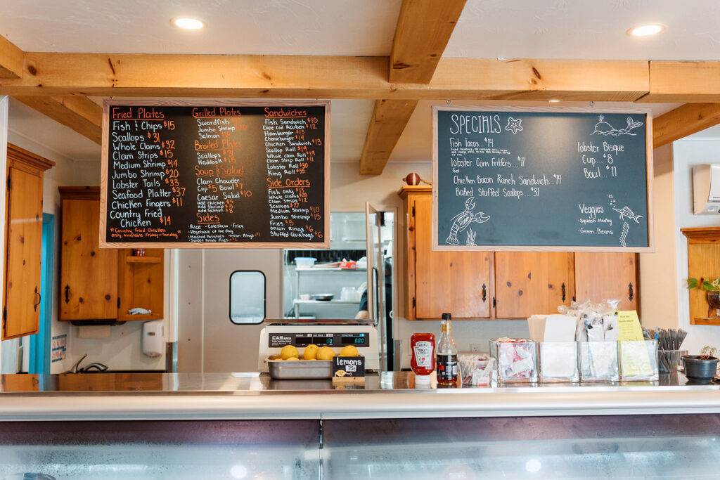Chalkboard menus at Fish on South Main.