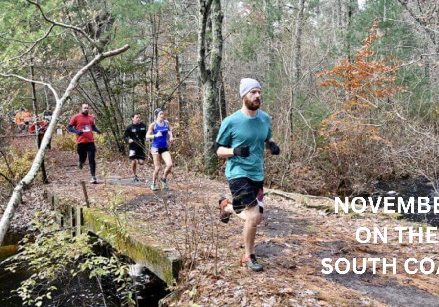 Trail runners with the title, November on the South Coast