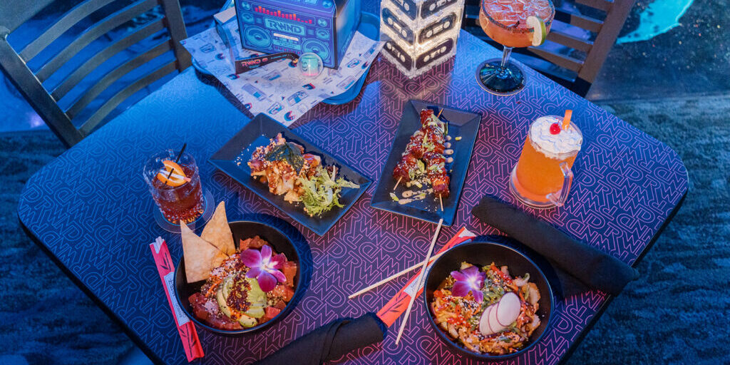 Food and drinks on the table at RWND