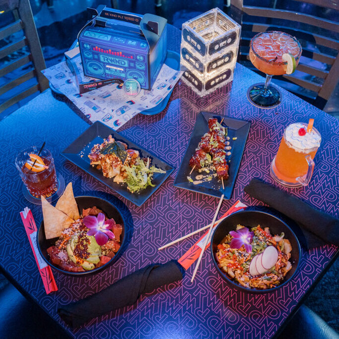 Food and drinks on the table at RWND