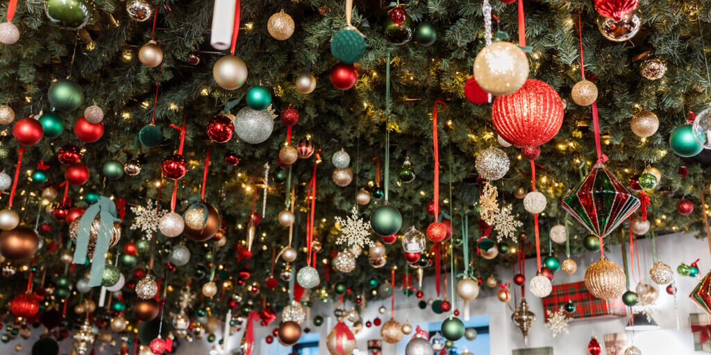 The decorated ceiling at The Hideaway
