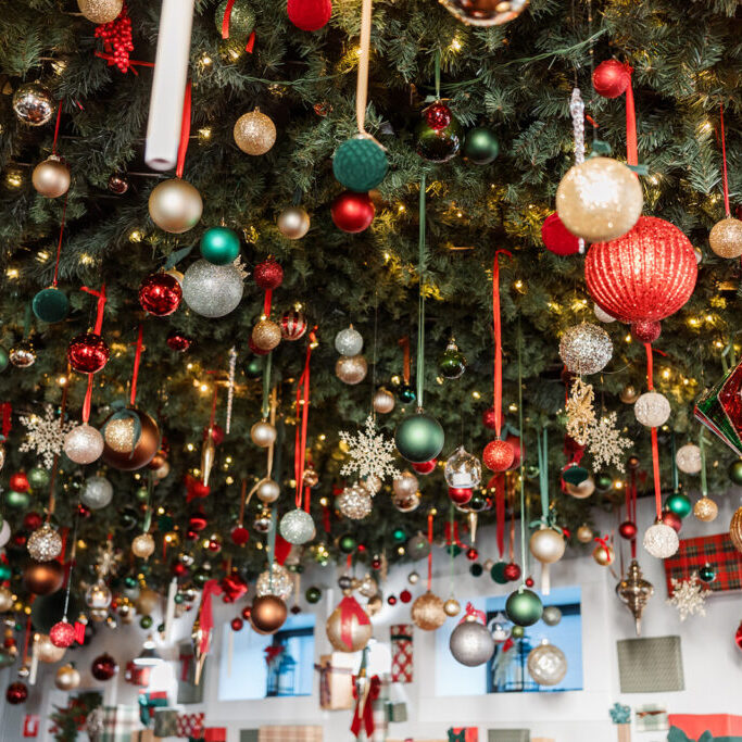 The decorated ceiling at The Hideaway