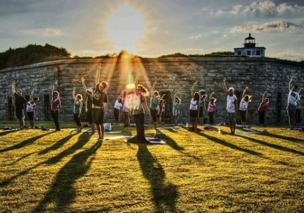 Yoga at Fort Taber, New Bedford 